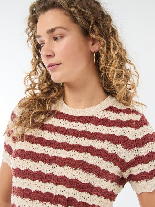 Pull en crochet à manches courtes - Kiabi