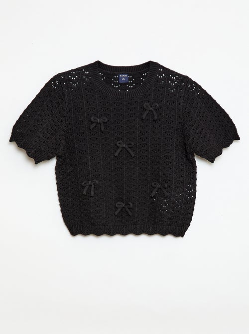 Pull en crochet à manches courtes - Kiabi