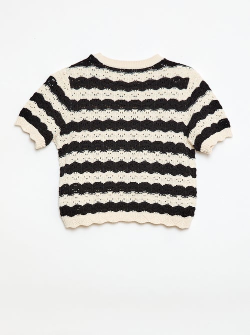 Pull en crochet à manches courtes - Kiabi