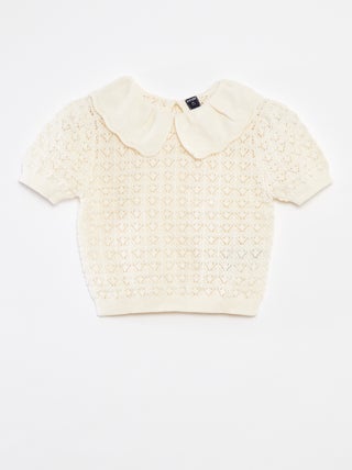 Pull en crochet avec col claudine