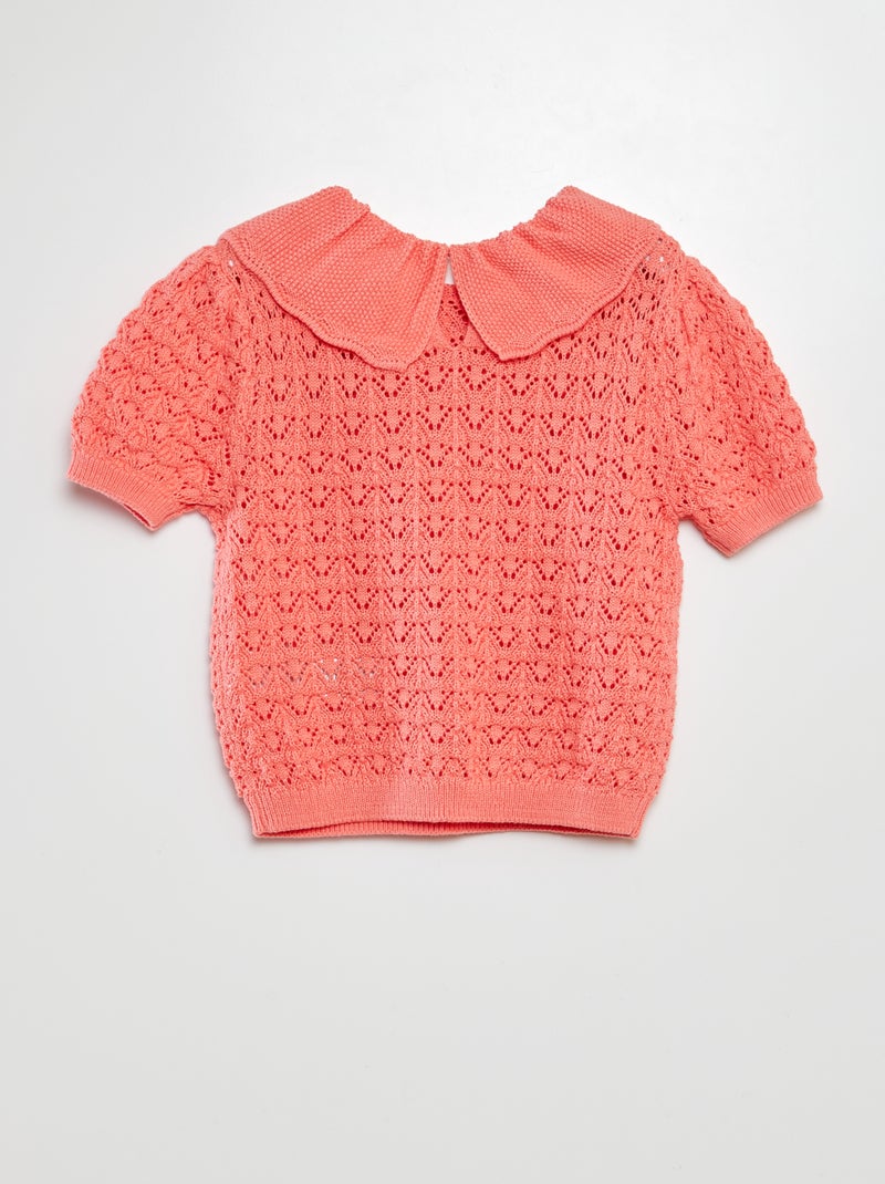 Pull en crochet avec col claudine ROSE - Kiabi