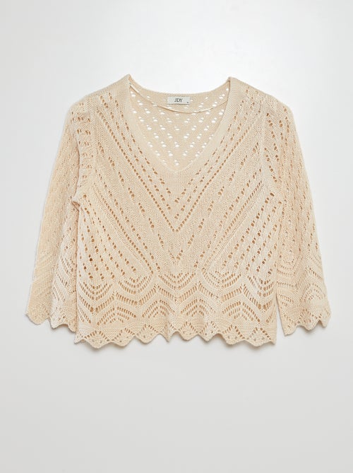 Pull en crochet avec manches 3/4 'JDY' - Kiabi