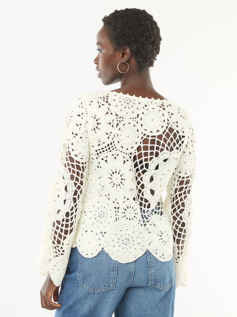 Pull en crochet Blanc - Kiabi