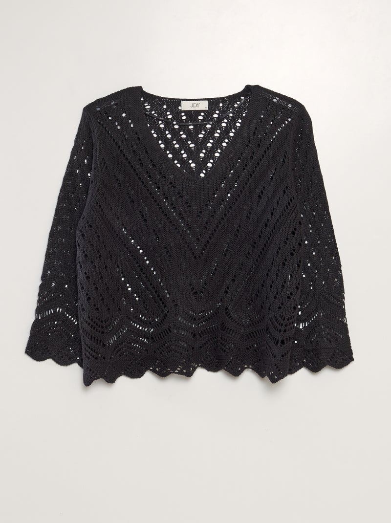 Pull en crochet 'JDY' noir - Kiabi