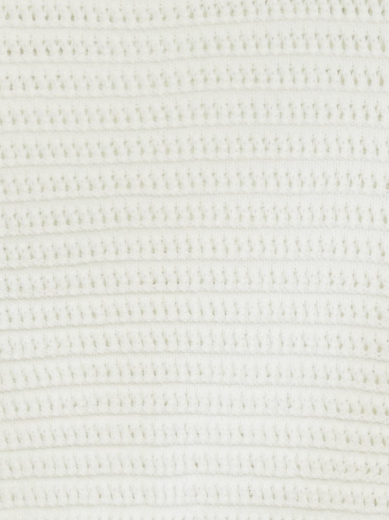 Pull en crochet manches courtes blanc - Kiabi
