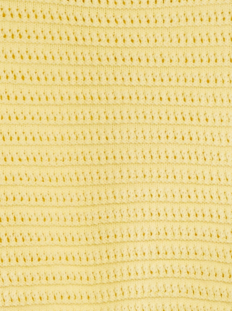 Pull en crochet manches courtes JAUNE - Kiabi