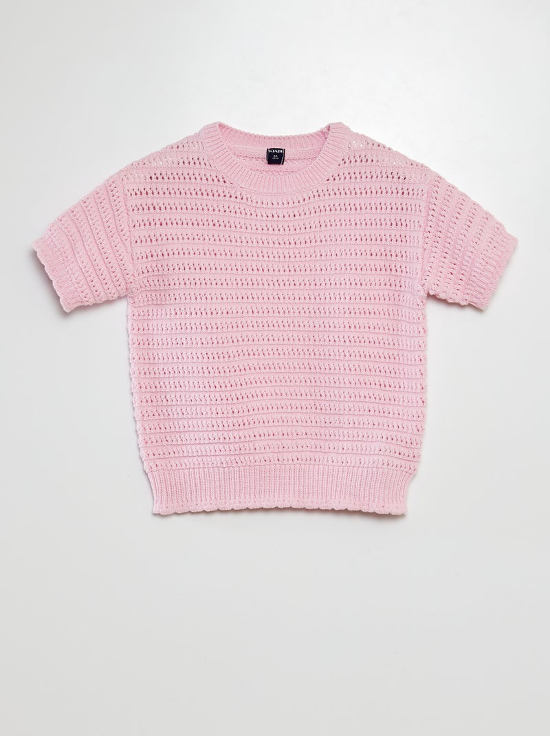 Pull en crochet manches courtes ROSE - Kiabi