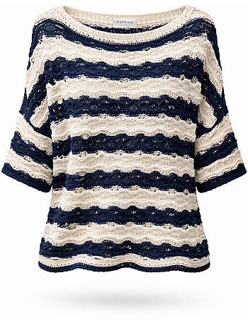 Pull en crochet rayé PAPRIKA