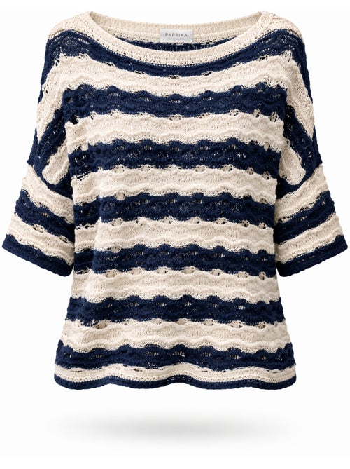 Pull en crochet rayé PAPRIKA - Kiabi