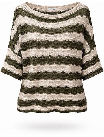 Pull en crochet rayé PAPRIKA