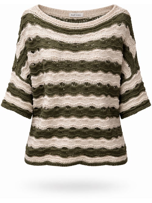 Pull en crochet rayé PAPRIKA - Kiabi