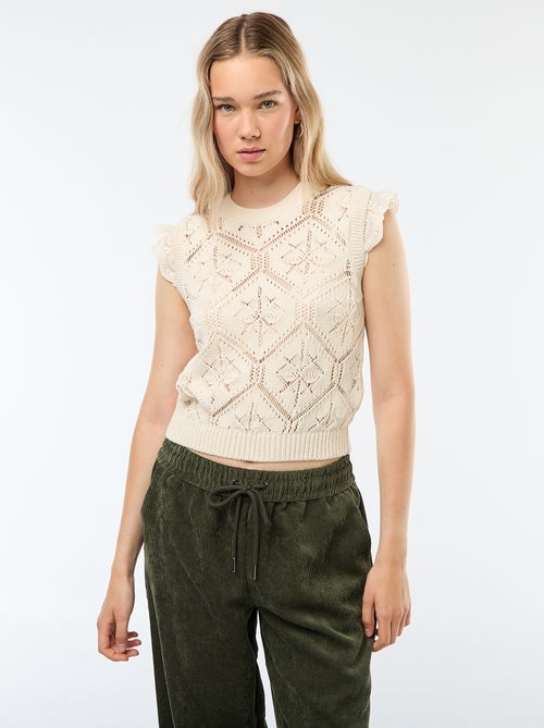 Pull en crochet sans manches - Kiabi