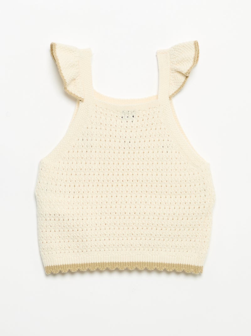 Pull en crochet sans manches Beige - Kiabi