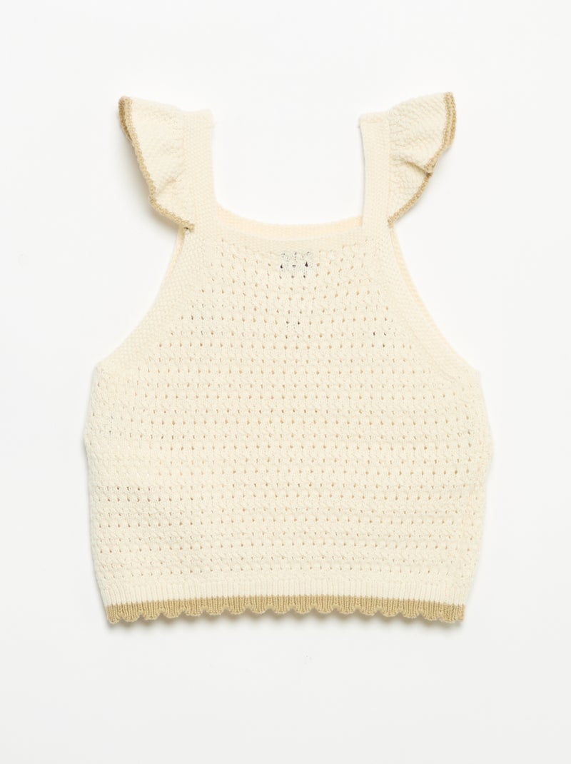 Pull en crochet sans manches Beige - Kiabi