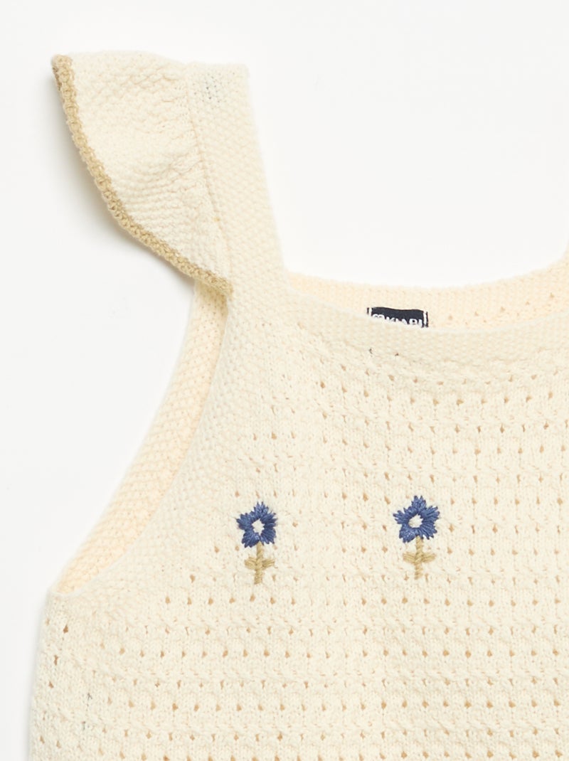 Pull en crochet sans manches Beige - Kiabi