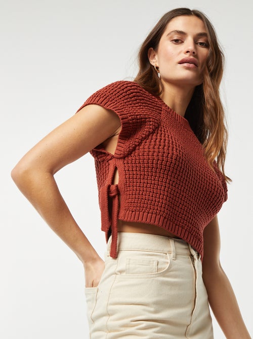 Pull en crochet sans manches - Kiabi