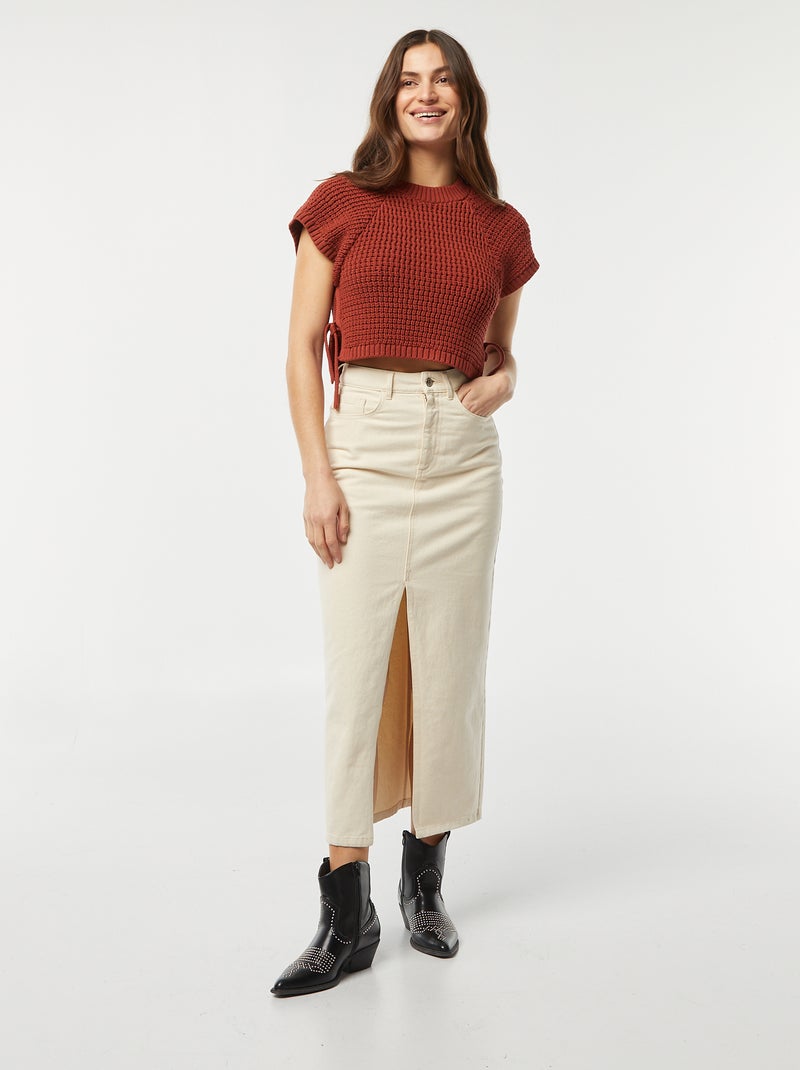Pull en crochet sans manches Orange - Kiabi