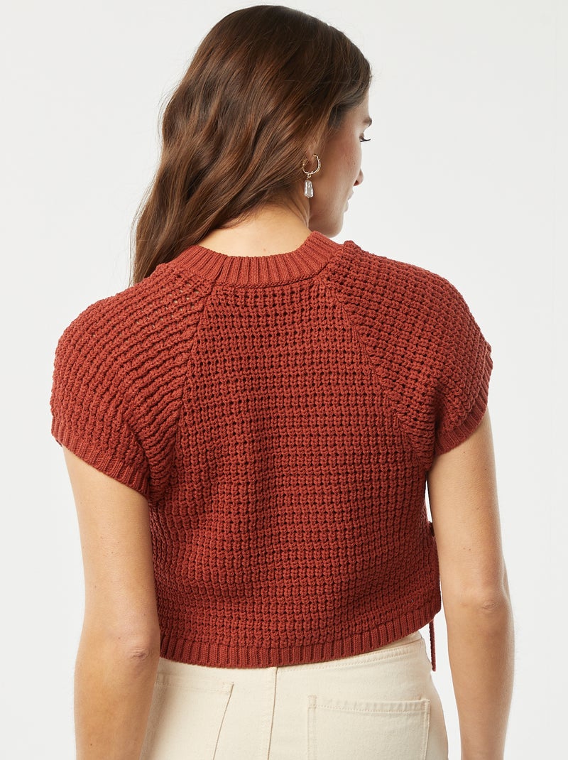 Pull en crochet sans manches Orange - Kiabi
