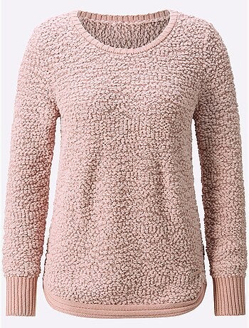 Pull en fil fantaisie doux avec col rond et manches longues - taille standard - witt