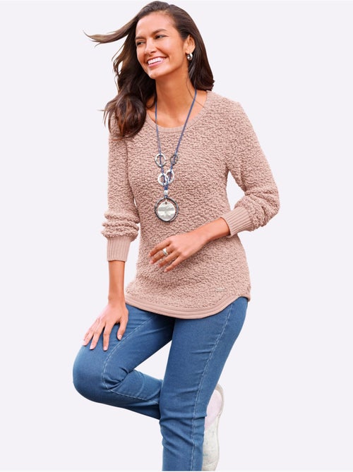 Pull en fil fantaisie à col v et manches longues avec finitions côtelées - taille standard - witt - Kiabi Pull en fil fantaisie à col v et manches longues avec finitions côtelées - taille standard - witt - Kiabi