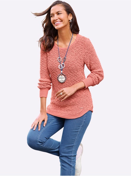 Pull en fil fantaisie avec col v et manches ajustées - taille standard - witt - Kiabi Pull en fil fantaisie avec col v et manches ajustées - taille standard - witt - Kiabi