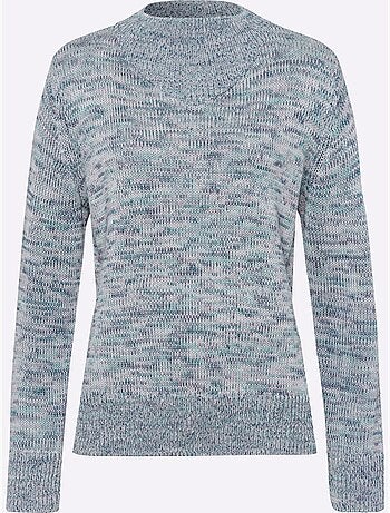 Pull en fils chinés avec col montant et manches longues - taille standard - moda vilona