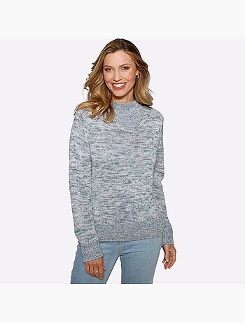 Pull en fils chinés avec col montant et manches longues - taille standard - moda vilona