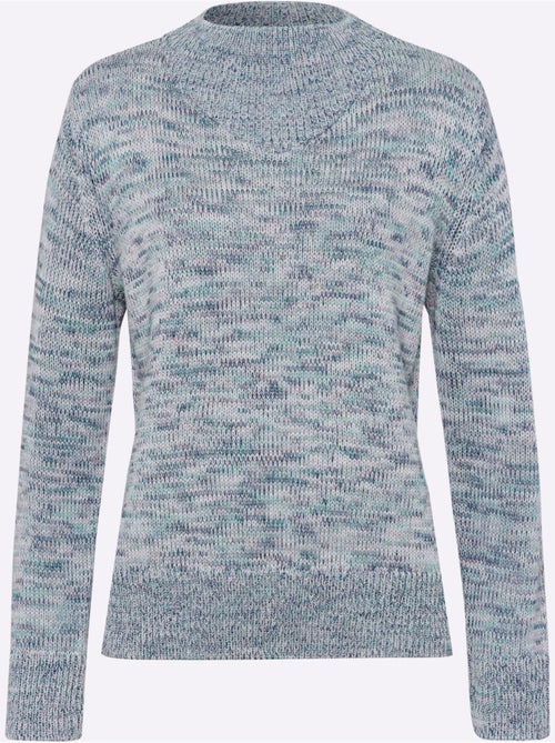 Pull en fils chinés avec col montant et manches longues - taille standard - moda vilona - Kiabi Pull en fils chinés avec col montant et manches longues - taille standard - moda vilona - Kiabi