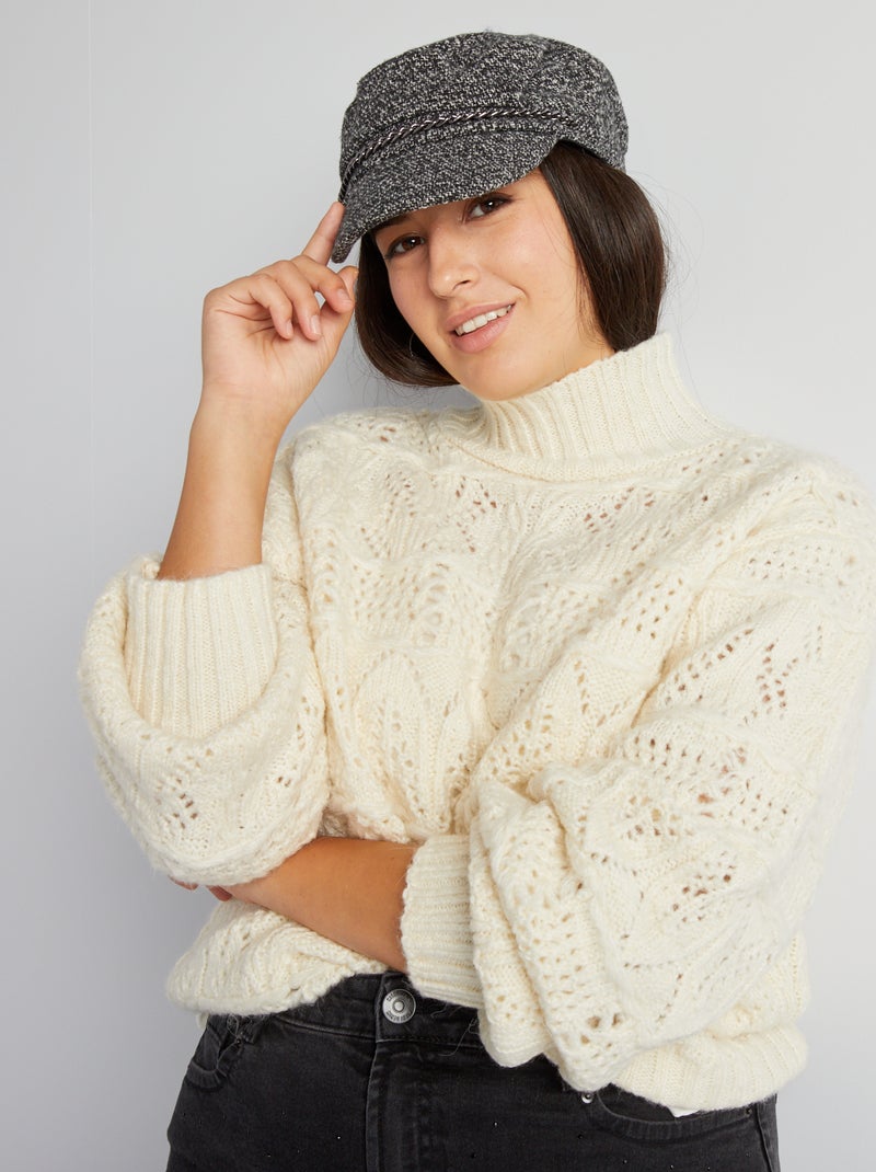 Pull en grosse maille ajourée Beige - Kiabi