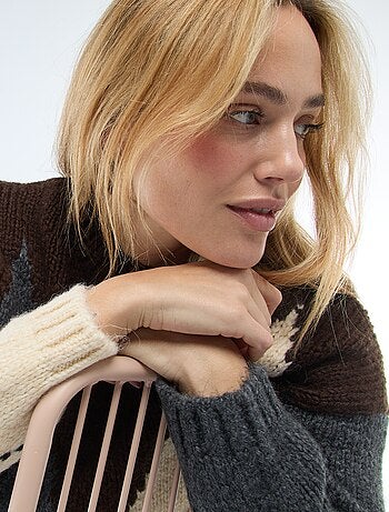Pull en grosse maille imprimé losanges