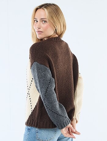 Pull en grosse maille imprimé losanges