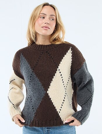 Pull en grosse maille imprimé losanges