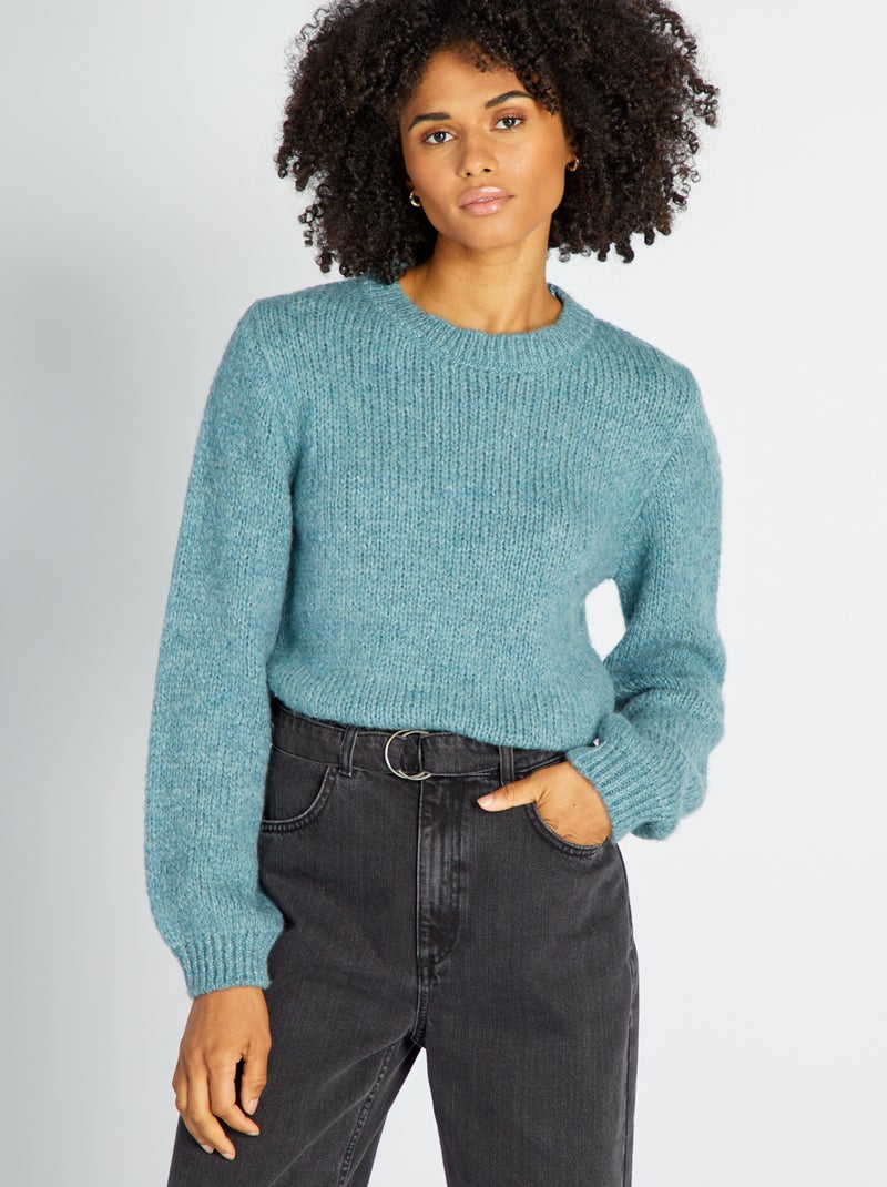 Pull en grosse maille 'JDY' Bleu - Kiabi