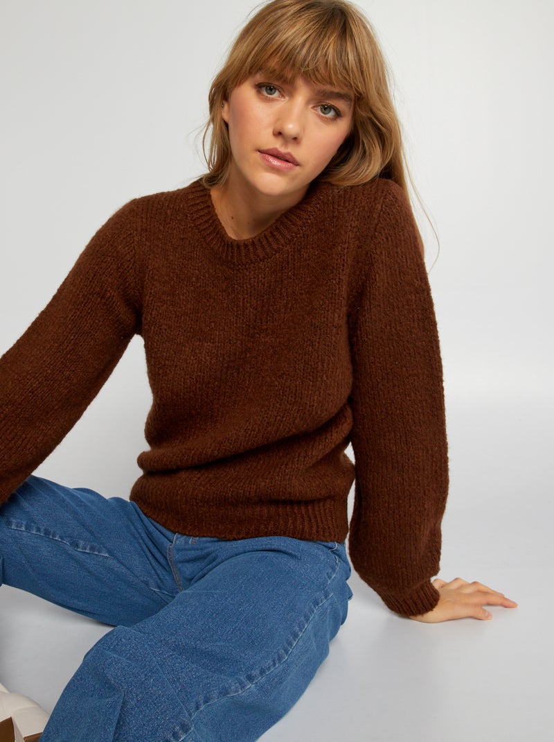 Pull en grosse maille 'JDY' Marron - Kiabi