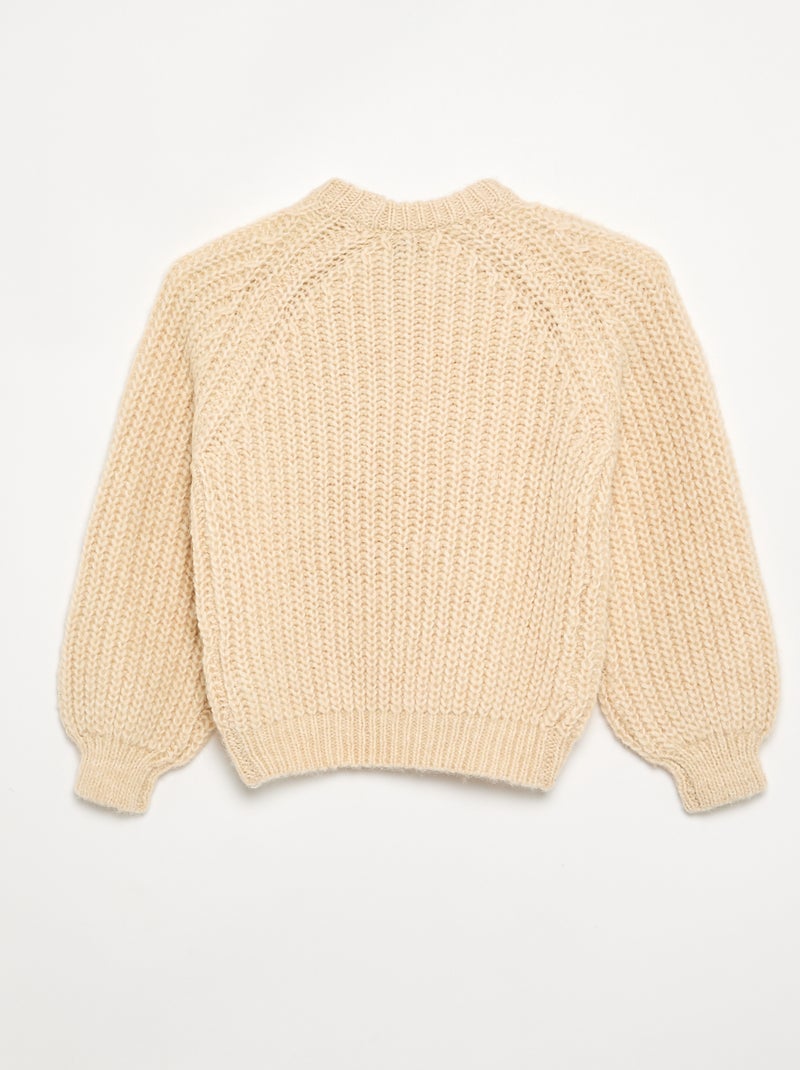 Pull en grosse maille unie Beige - Kiabi