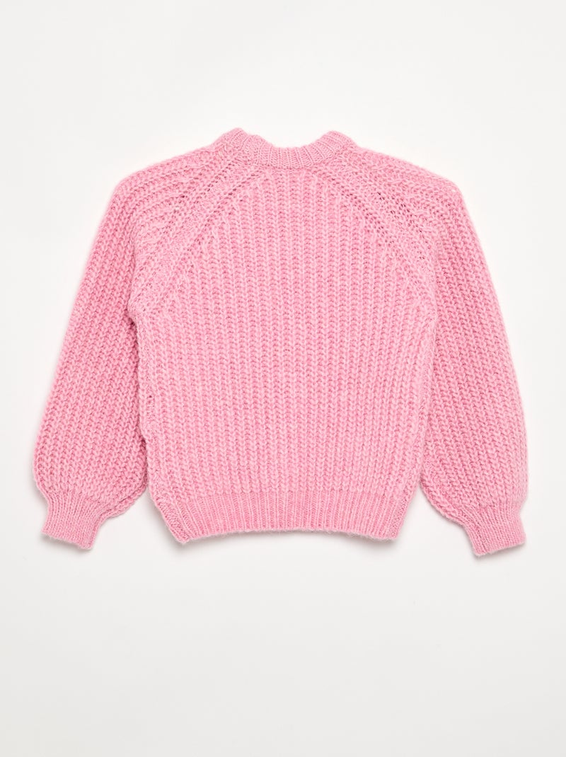 Pull en grosse maille unie Rose - Kiabi