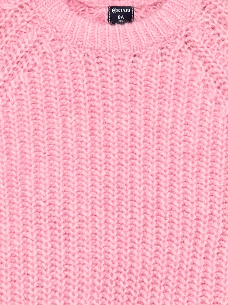 Pull en grosse maille unie Rose - Kiabi
