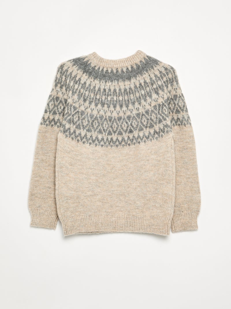 Pull en jacquard - Noël Beige - Kiabi