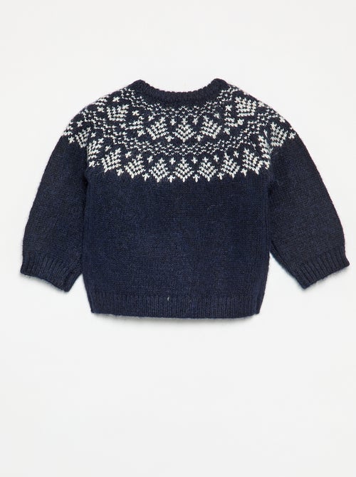 Pull en jacquard avec boutonnage à l'emmanchure - Kiabi Pull en jacquard avec boutonnage à l'emmanchure - Kiabi