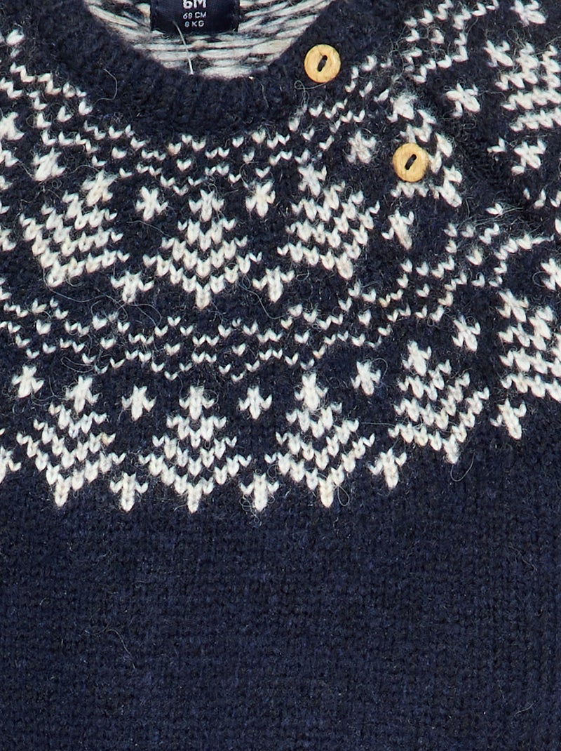Pull en jacquard avec boutonnage à l'emmanchure Bleu - Kiabi