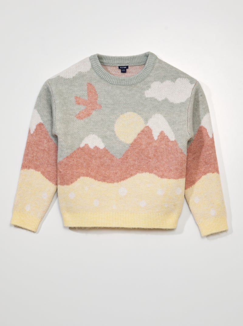 Pull en jacquard avec imprimé tissé Bleu - Kiabi