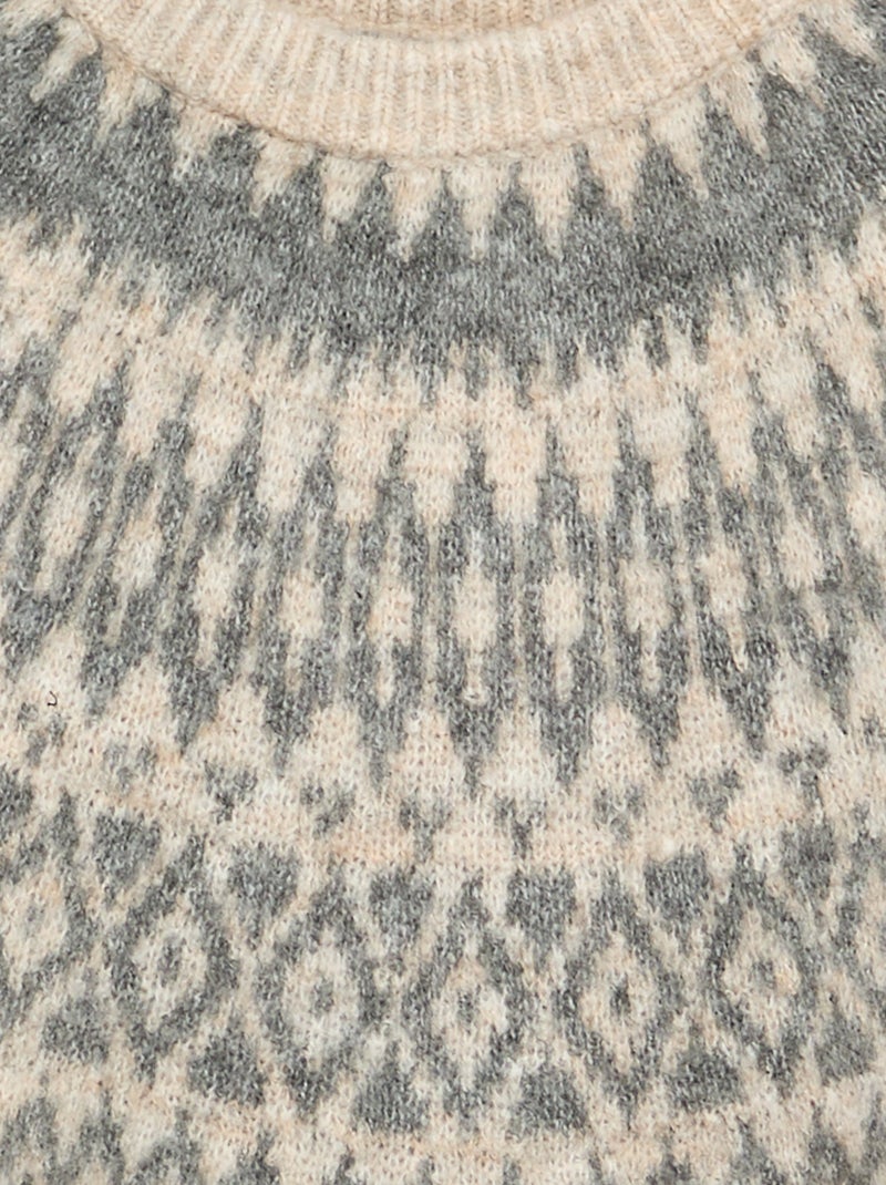 Pull en jacquard Beige - Kiabi