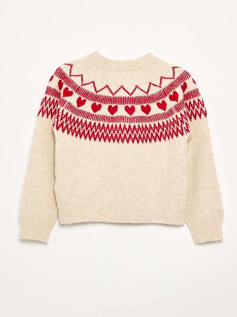 Pull en jacquard Beige - Kiabi