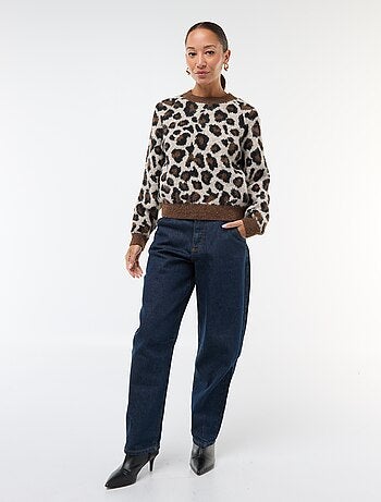 Pull en jacquard imprimé léopard