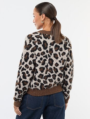 Pull en jacquard imprimé léopard