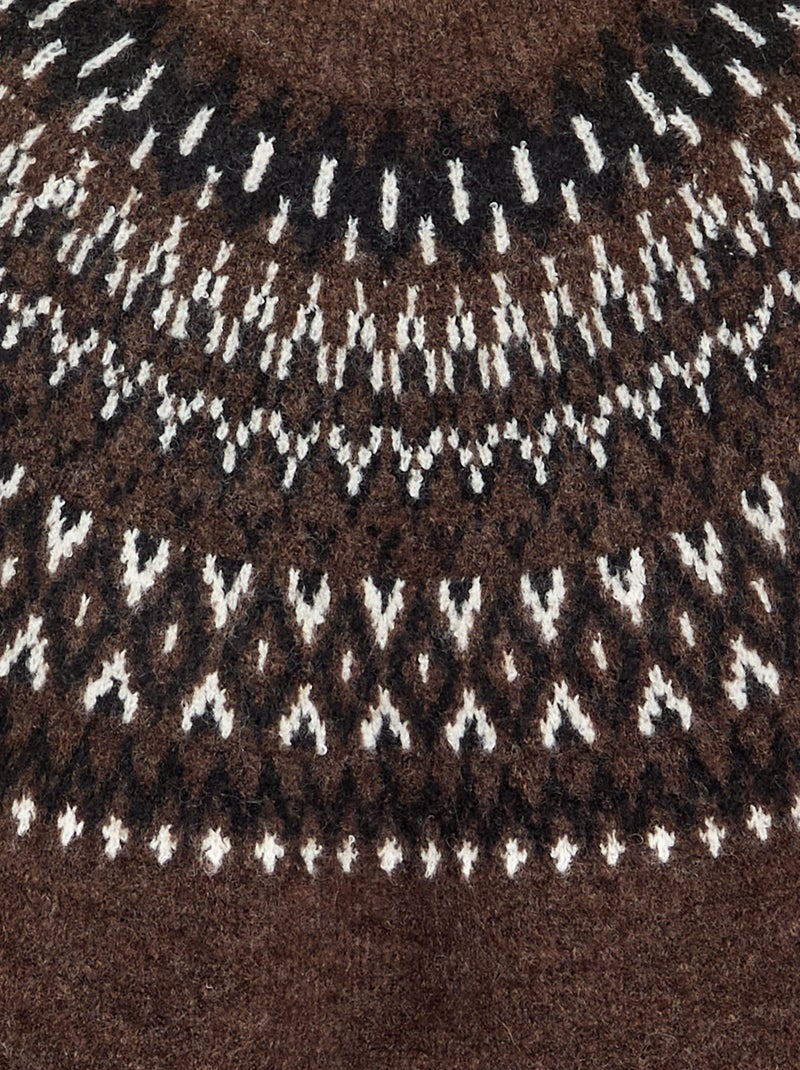 Pull en jacquard Marron - Kiabi