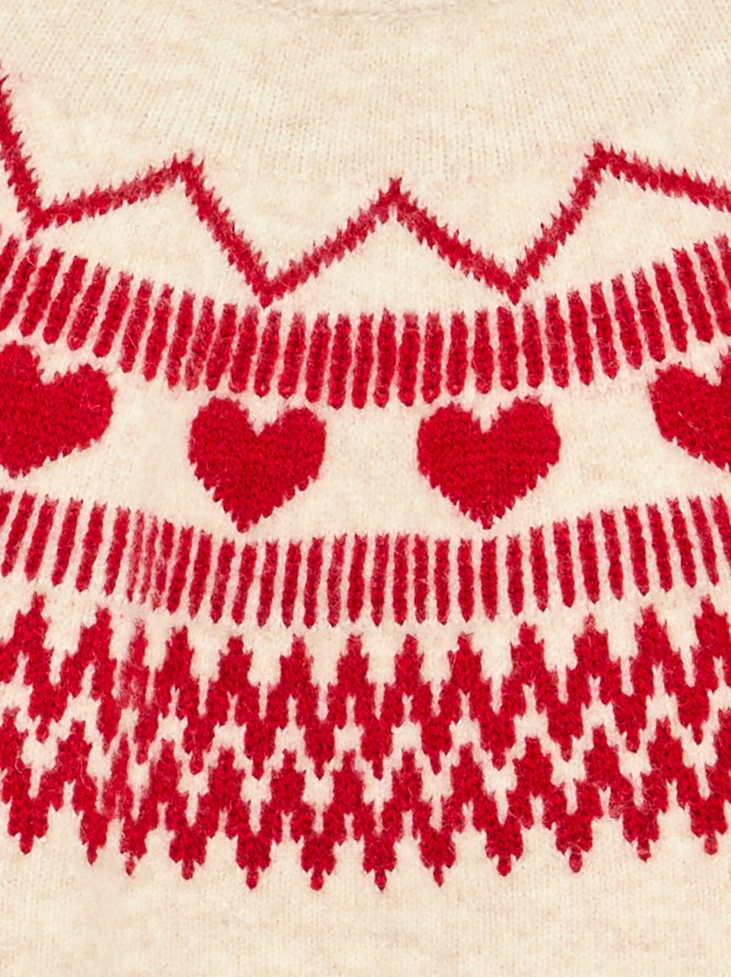 Pull en jacquard 'Noël' Beige - Kiabi