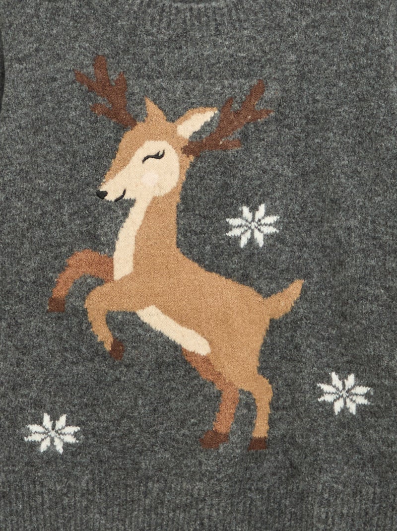 Pull en jacquard 'Noël' Gris - Kiabi