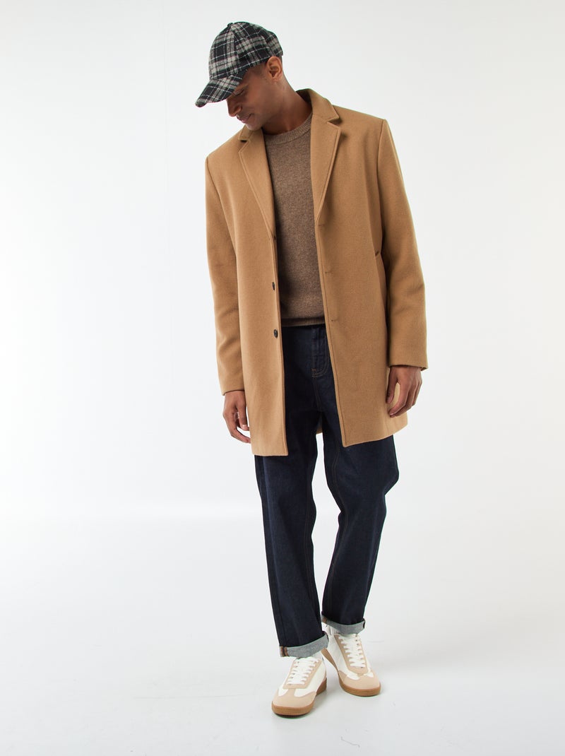 Pull en laine à col rond Beige - Kiabi