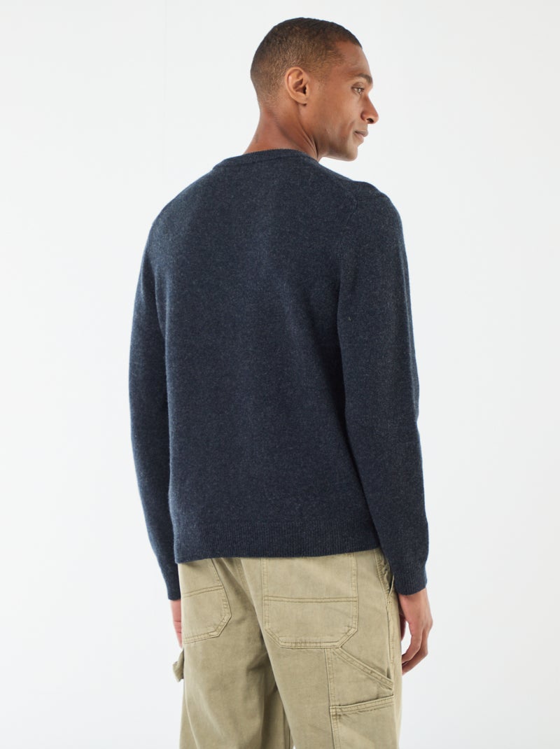 Pull en laine à col rond Bleu - Kiabi